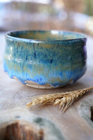 Matcha Schale blaugranit grün sprenkel